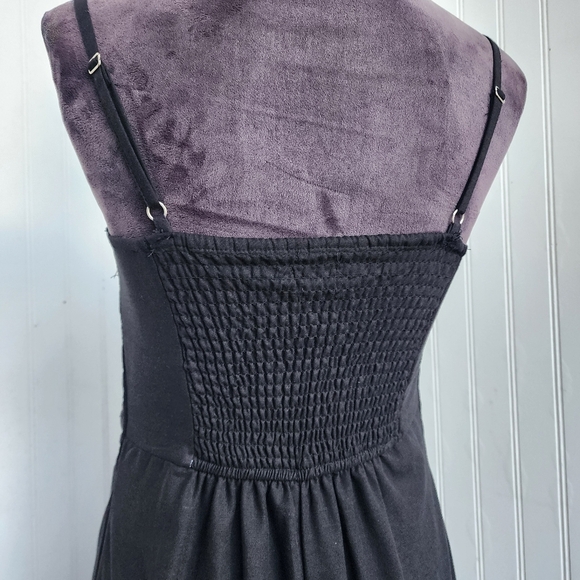 NWT Japna Women's Black Linen Rayon Tank Dress Smocked Back Sz S - Picture 8 of 13